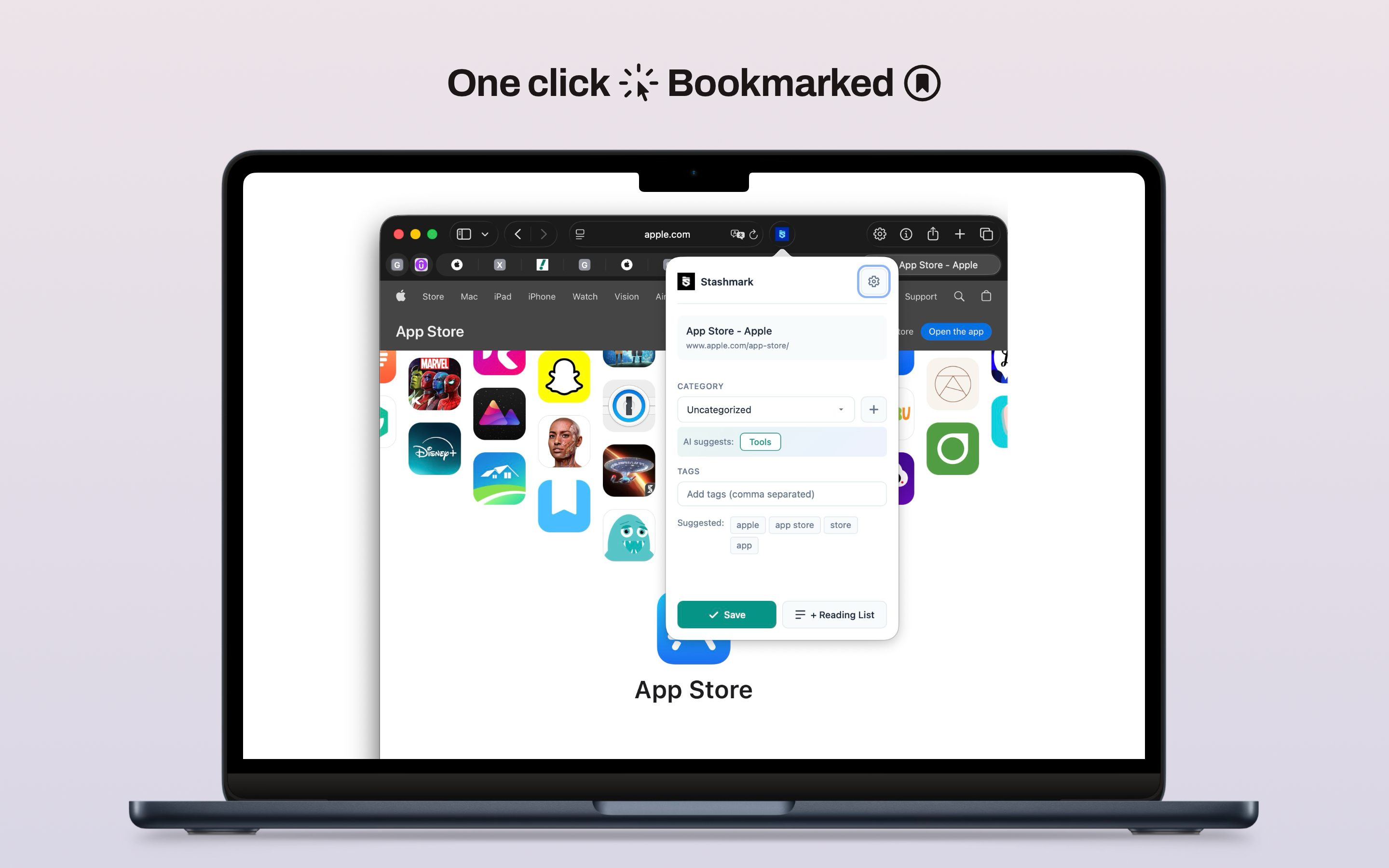 Effortlessly save and categorize links directly from Safari with AI-powered suggestions