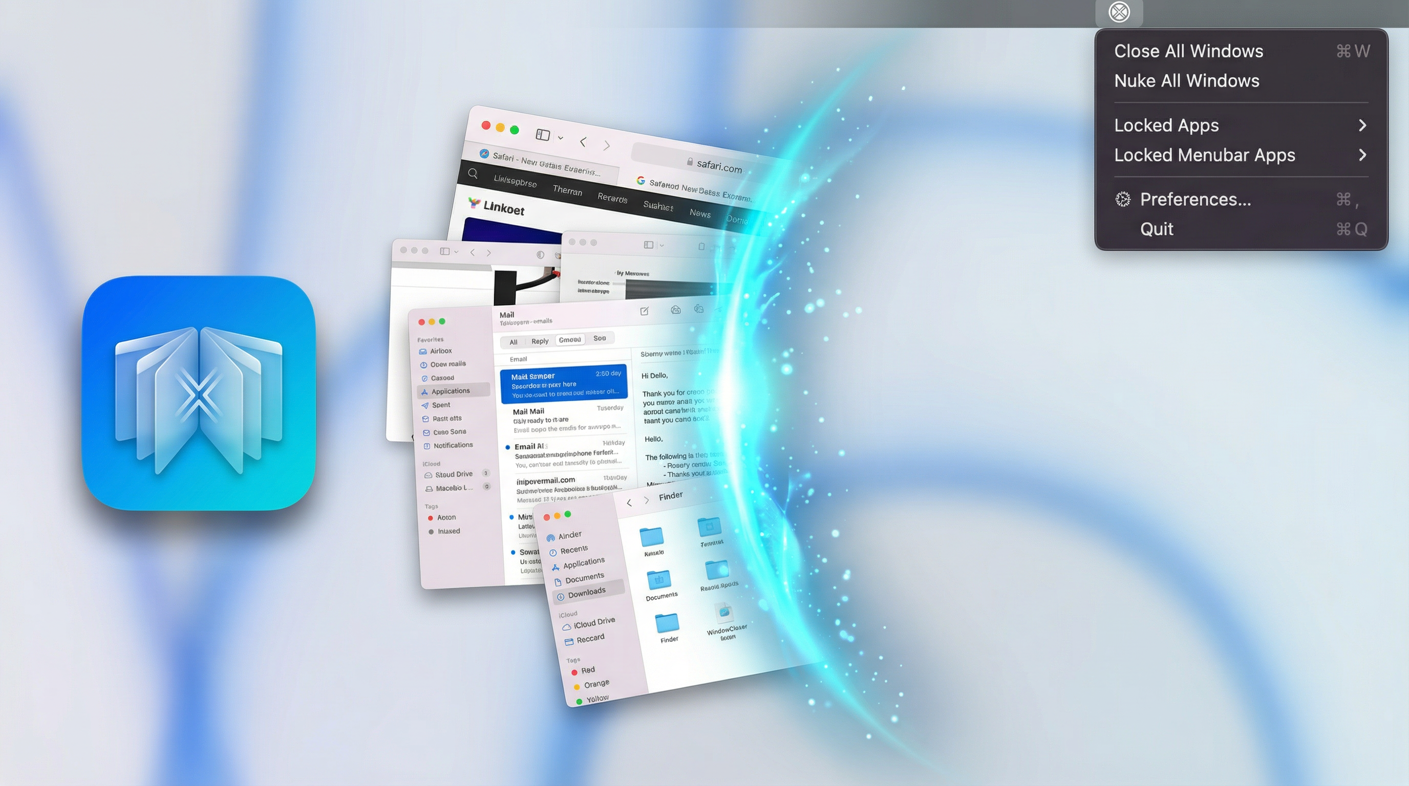 Clear all open windows instantly with a single click or keyboard shortcut